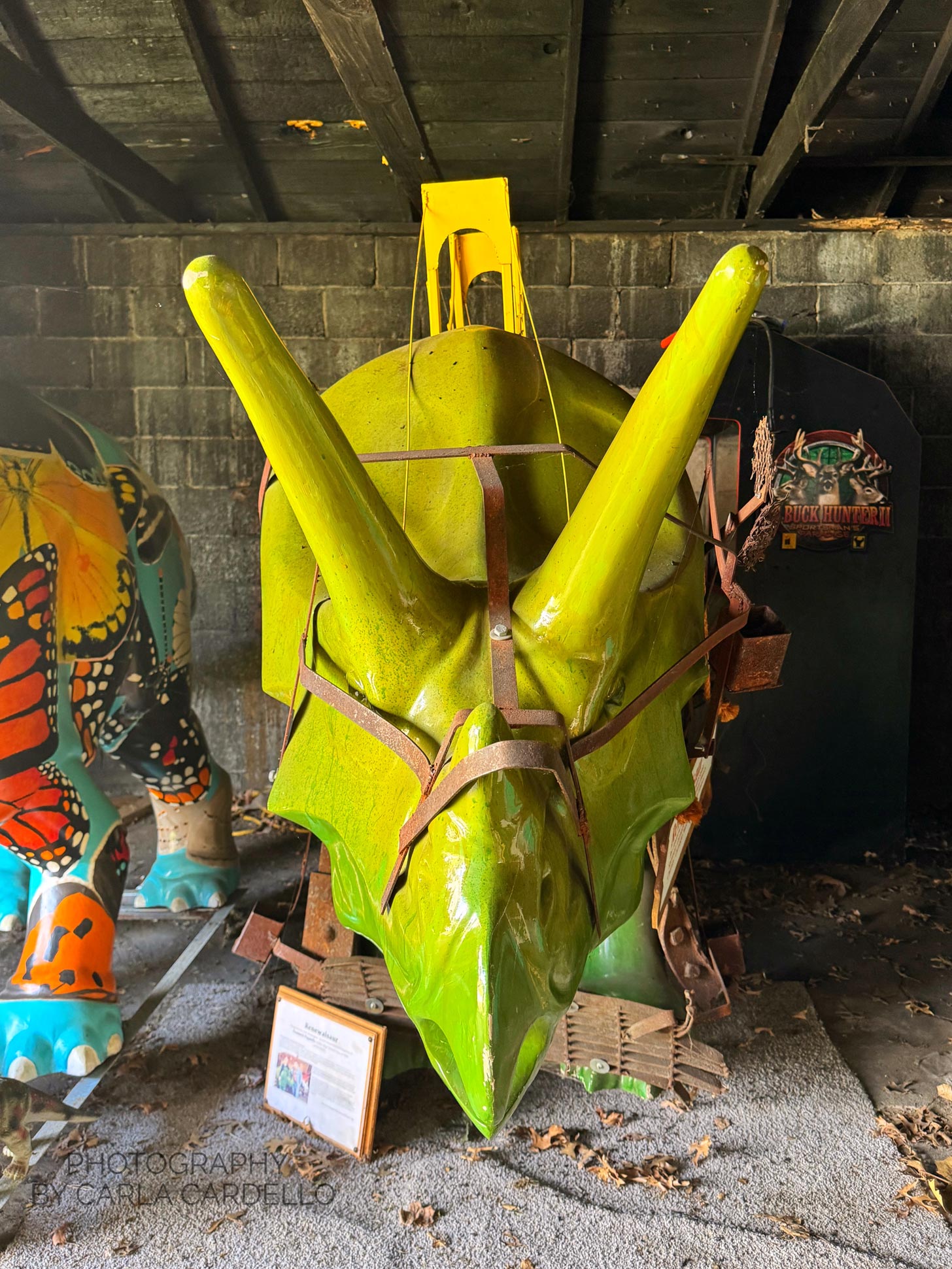 Front view of Renewalsaur Pittsburgh Dinosaur Statue