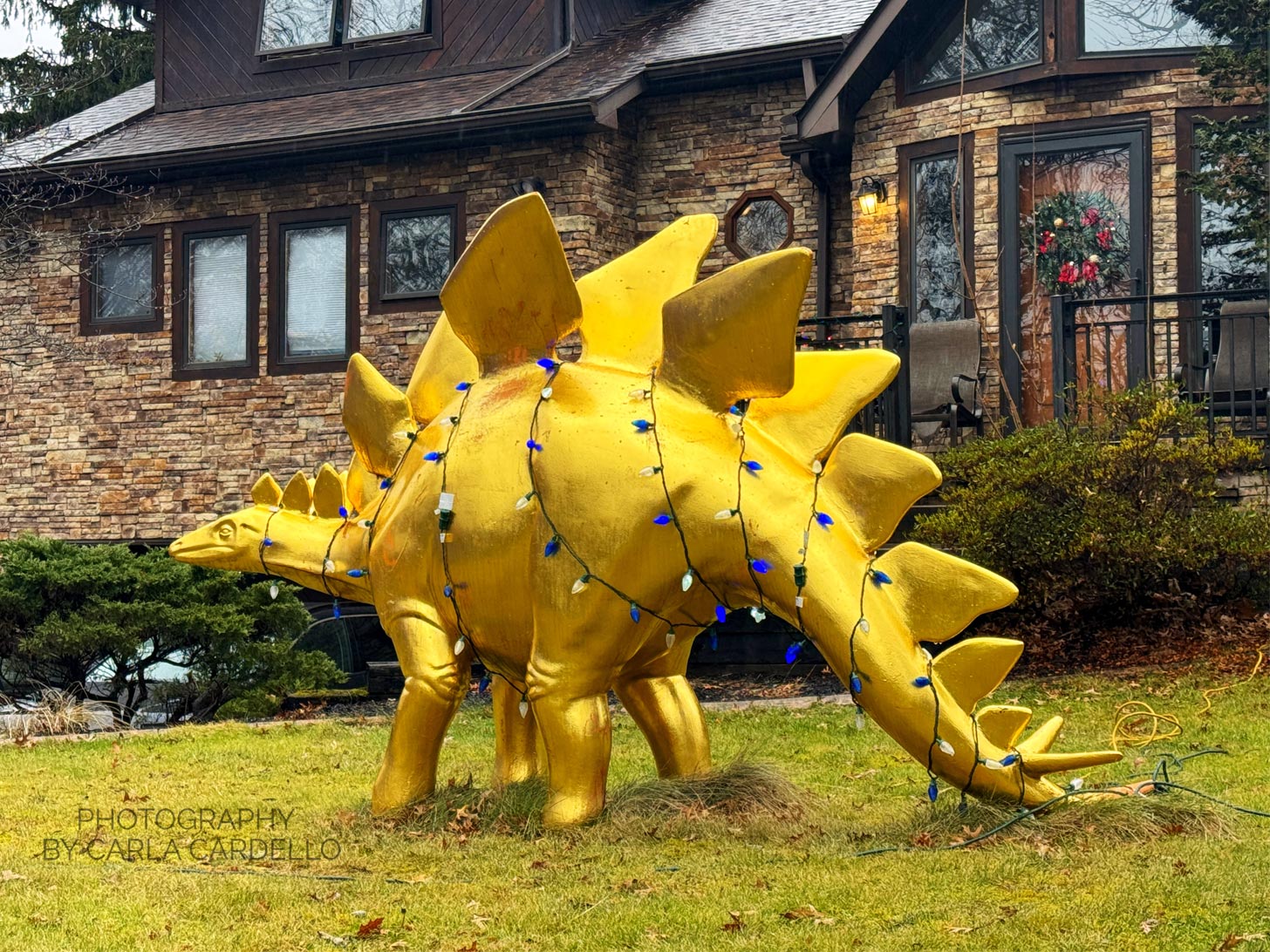 Dino-Gold Pittsburgh Dinosaur Statue