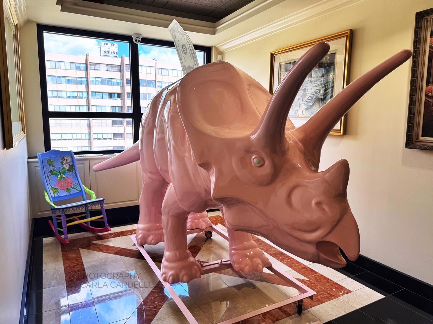 Dolly Dollarsaurus Pittsburgh Dinosaur Statue