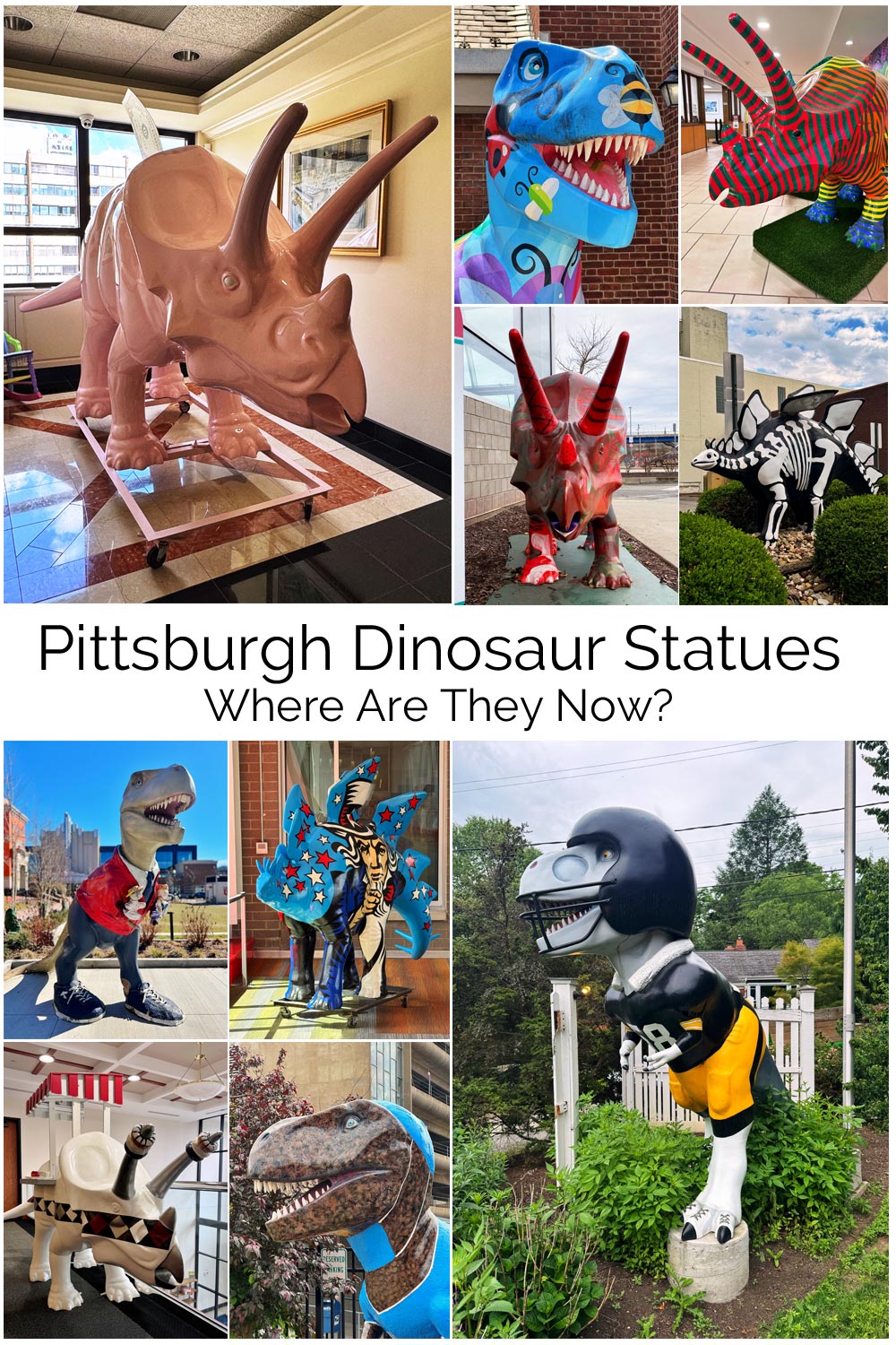 Pittsburgh Dinosaur Statues photo collage